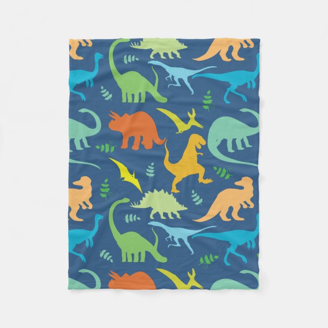 Couverture Polaire Dinosaures colorés (Devant)