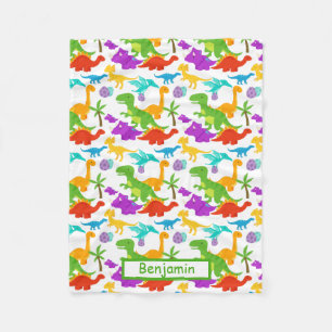 Couverture Polaire Dinosaures mignon vert pourpre enfants Graphique