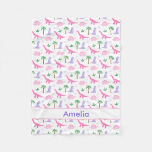 Couverture Polaire Dinosaures roses et violettes - Dinosaure pour fil
