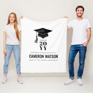Couverture Polaire Diplôme Chapeau et Pompon Moderne Personnalisé