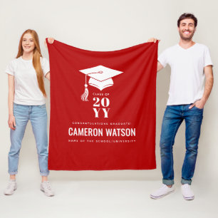 Couverture Polaire Diplôme de chapeau et pompon personnalisé moderne