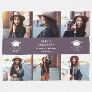 Couverture Polaire Diplôme de script violet moderne multi photo