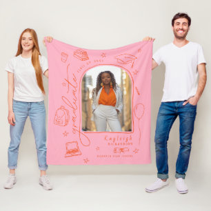 Couverture Polaire Diplômé en photo rose orange
