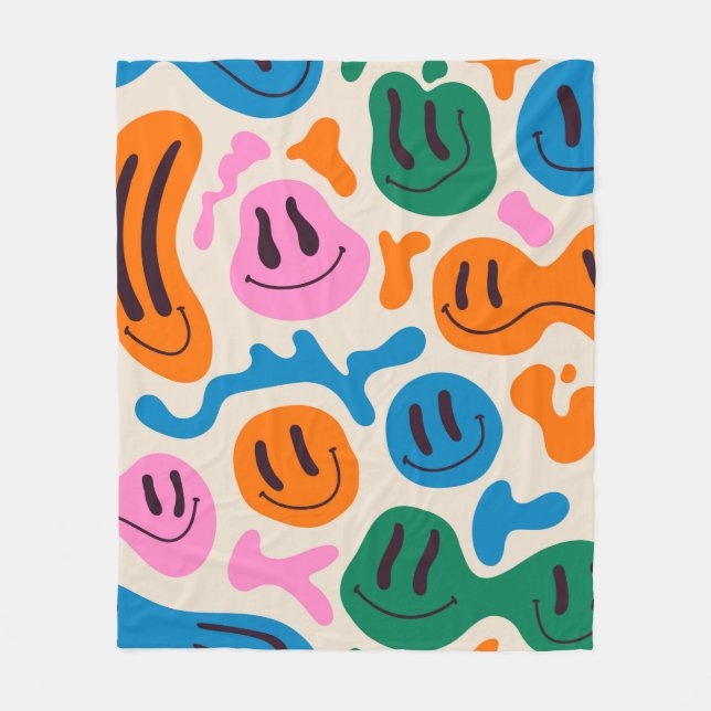 Couverture Polaire Diverses facettes colorées et fondantes souriantes (Devant)
