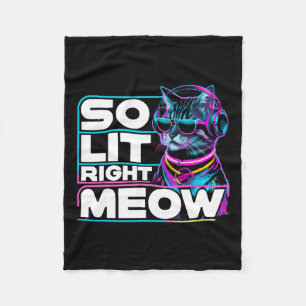Couverture Polaire Dj Cat So Lit Right Meow Edm Techno Rave Party Fès