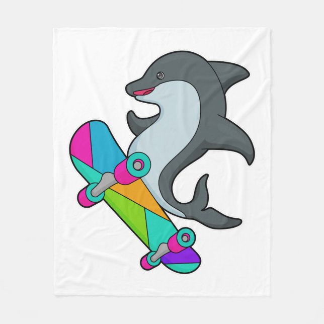 Couverture Polaire Dolpin comme patineur avec skateboard (Devant)