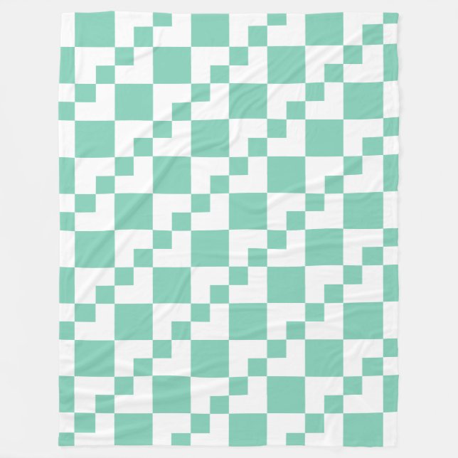 Couverture Polaire Domino en Patchwork - Blanc et vert pâle 7dcfb6 (Devant)