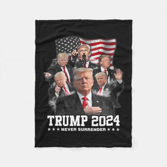 Couverture Polaire Donald J Trump 2024 Ne jamais céder 1 (Devant)