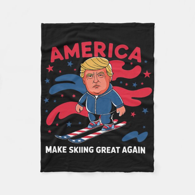 Couverture Polaire Donald Trump Skiing America - Faites du ski un gra (Devant)