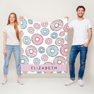 Couverture Polaire Donuts Roses, Donuts Bleus, Sprinkings, Votre Nom