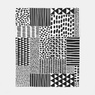 Couverture Polaire Doodle noir blanc : Ethnic Seamless