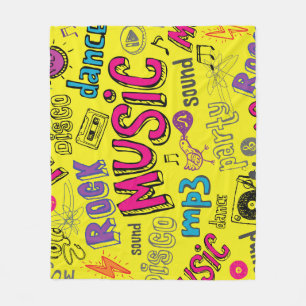 Couverture Polaire Doodles de musique Sketchy Arrière - plan sans cou