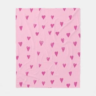 Couverture Polaire Doodles roses chauds Motif de coeur mignon