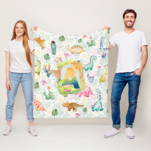 COUVERTURE POLAIRE DORKY DINOSAURS GARÇONS DÉCOR BABY NURSERY MONOGRA