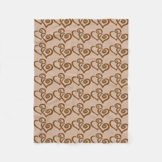 Couverture Polaire Double Chocolat Brown Coeurs Motif