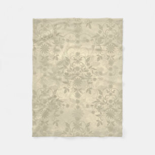Couverture Polaire Double Floral Damask Neutre Crème Chaud Taupe