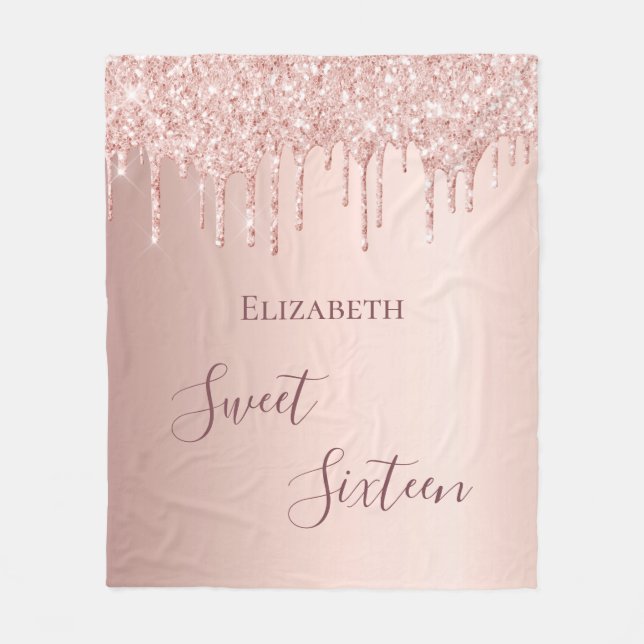 Couverture Polaire Douce 16e seize ado fille 16 rose parties scintill (Devant)