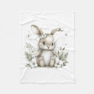 Couverture Polaire Douce illustration de lapin fée à l'aquarelle