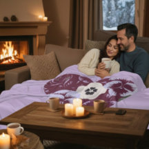 Couverture Polaire Douceur "Cœur de Violettes"