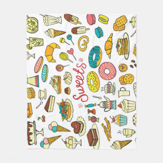 Couverture Polaire Douceurs colorées à doodle : dessert design