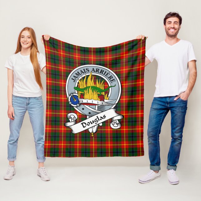 Couverture Polaire Douglas de Roxburgh Clan Badge Tartan Plaid (En situation)