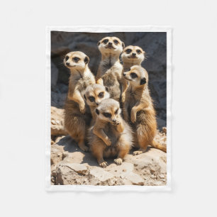 Couverture Polaire Doux Famille de Suricates Faune Écharpe Bébé Fleec