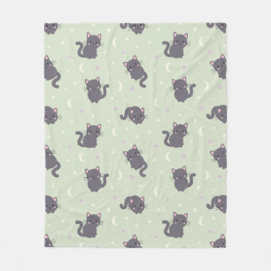 Couverture Polaire Doux Plaid en Laine Vierge Chat Gris Sage