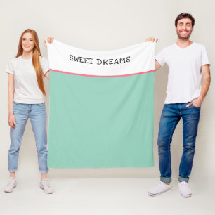 Couverture Polaire Doux Rêves Vert Menthe et Rose