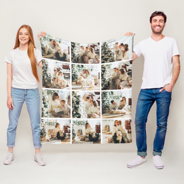 Couverture Polaire Douze Photo Collage Famille Photo Fleece Blanket (En situation)
