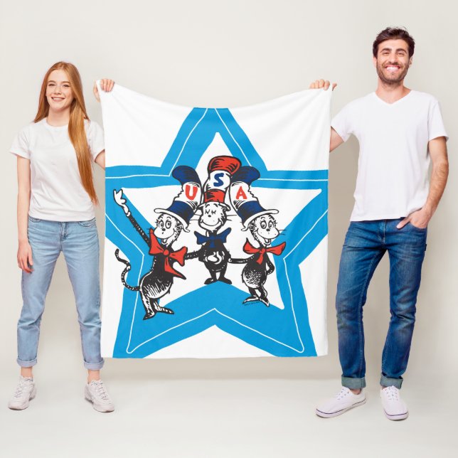 Couverture Polaire Dr Seuss | Little Cats USA Graphisme Casquette (En situation)