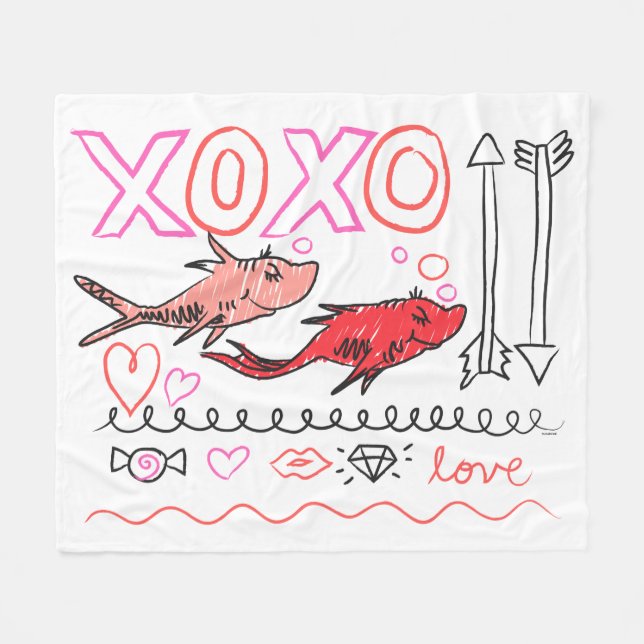 Couverture Polaire Dr. Seuss Valentine | Conception XOXO (Devant (Horizontal))
