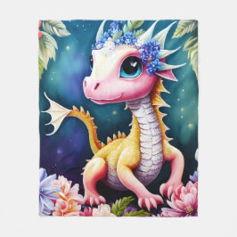 Couverture Polaire Dragon Baby Space Flowers Portrait