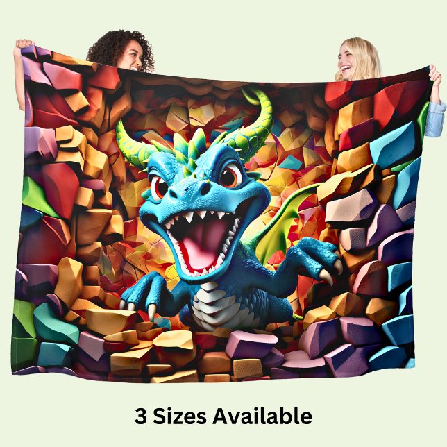 Couverture Polaire Dragon Bébé Bleu Aqua (Créateur téléchargé)
