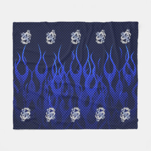 Couverture Polaire Dragon Bleu Chrome comme flammes de fibre de carbo