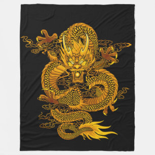 Couverture Polaire Dragon chinois d'empereur d'or