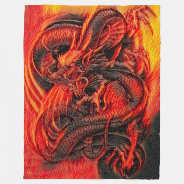 Couverture Polaire Dragon chinois du feu (Devant)