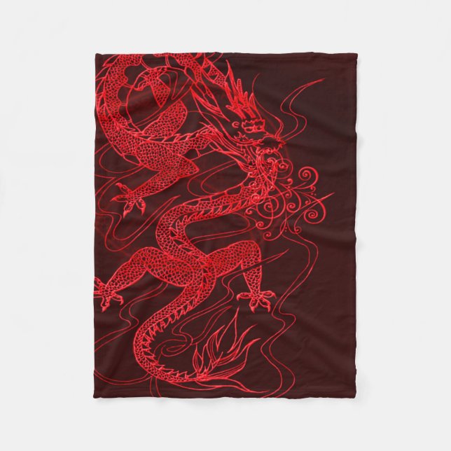 Couverture Polaire Dragon chinois du feu (Devant)