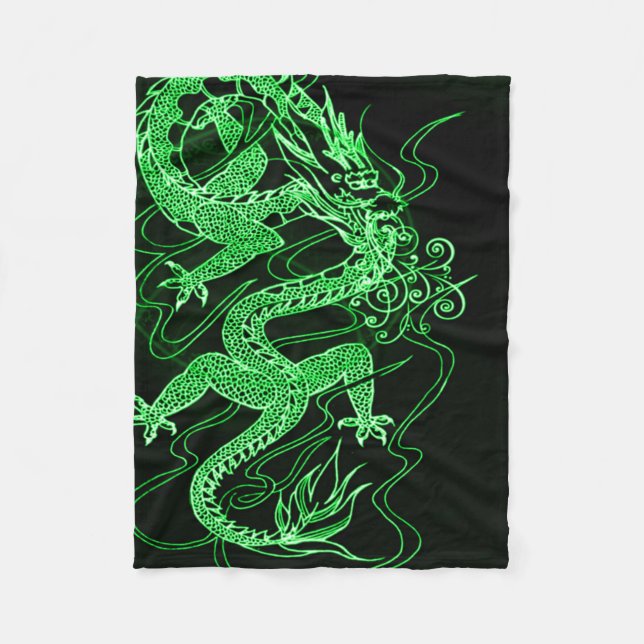Couverture Polaire Dragon chinois vert (Devant)