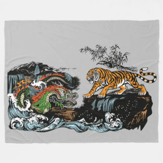 Couverture Polaire Dragon chinois vert contre Tigre