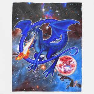 Couverture Polaire Dragon cosmique azurite