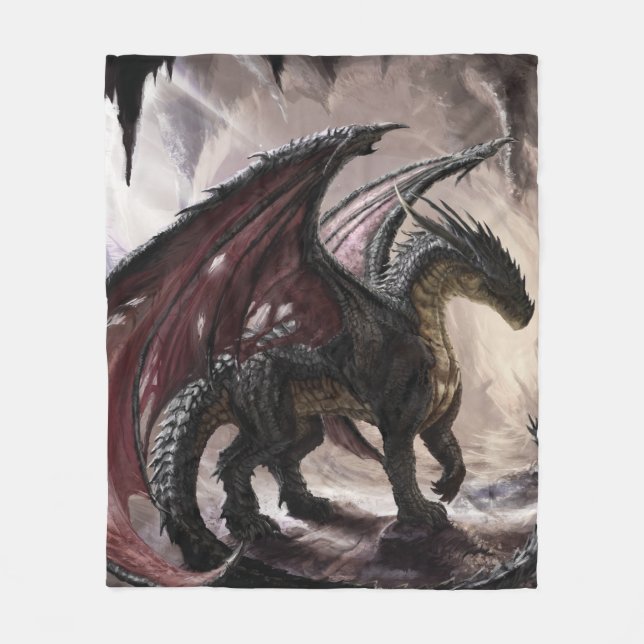 Couverture Polaire Dragon Dans La Grotte (Devant)