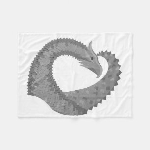 Couverture Polaire Dragon de coeur gris sur blanc