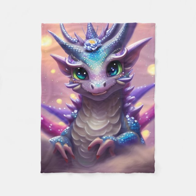 Couverture Polaire Dragon fille bleue (Devant)