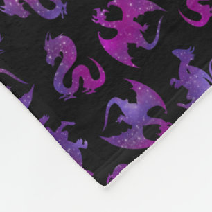 Couverture Polaire Dragon galaxie en violet et rose