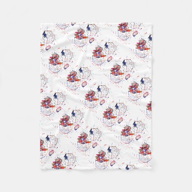 Couverture Polaire Dragon mignon de bébé, dragon de bébé d'aquarelle (Devant)