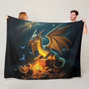 Couverture Polaire Dragon Vert & Or Garde Trésor