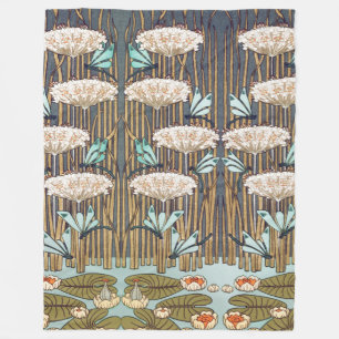 Couverture Polaire Dragonflies Water Lilies Marais Art Nouveau