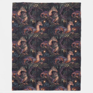 Couverture Polaire Dragons pourpres perchés dans les arbres