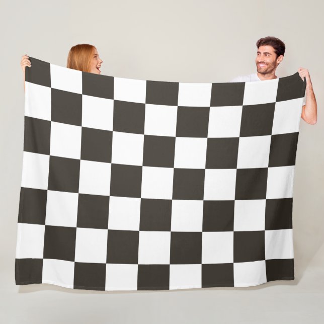 Couverture Polaire Drapeau À damiers (noir et blanc) (Motif du vérifi (En situation)