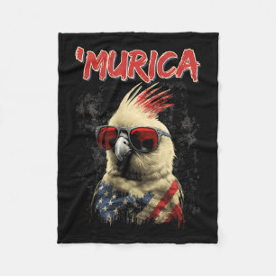 Couverture Polaire Drapeau américain 4 juillet Cockatiel Patriotique